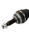 Close-up of front left CV axle assembly for 2009-2019 Toyota Corolla with neoprene boot
