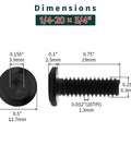 Dimensions illustration of 1/4-20 Flat Head Hex Socket Cap Screws, 3/4 Inch, 25 Pack, 18-8 Stainless Steel 304, Black Oxide Finish.