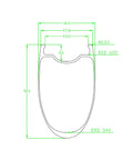 Engineering diagram of FL50 Max Carbon Disc Road Bike Wheelset 700C, 50mm Deep, 23mm Internal Width, 28mm External, Ultra Lightweight At 1395g Pair