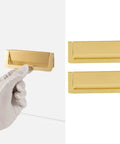 Flush Mount Zinc Alloy Cabinet Drawer Handles Hidden Concealed Pulls With Screws Gold Finish, 2-piece set, side and top view