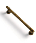 Vintage Brass Cabinet Handles Set Of 6 With 128mm Hole Center Striped Design Modern Drawer Pulls, side view
