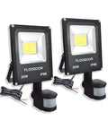 Two Ultra Bright Outdoor LED Motion Sensor Flood Light 12-24V AC/DC Waterproof Security Lamp 6000K with PIR Sensor Pack Of 2