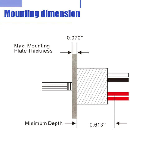 Mounting dimension diagram for Road Ready Smooth Flicker Free DC Led Dimmer Switch For RV Camper Interior Lighting.