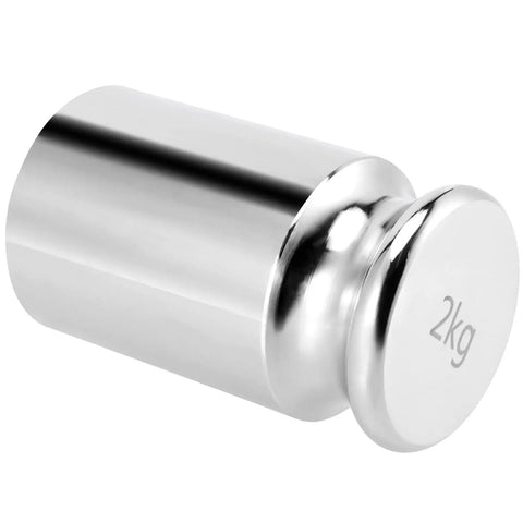 2 Kg Calibration Weight in Chrome Finish, Precision Steel With Storage Case, high-accuracy weight for digital scales, side view