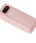 Portable Ultrasonic Cleaner For Jewelry Eyeglasses Retainers And Watches Pink compact gadget with control panel.