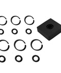 Top Notch 1/2 Inch And 3/8 Inch Impact Wrench Retaining Rings Kit With O Rings And Anvil Tool For Square Drive Tools includes black rings and installation tool.
