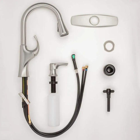 Components of Miri Kitchen Faucet With Pull Down Sprayer And Soap Dispenser, Single Handle, High Arc Spout, Spot Defense Finish