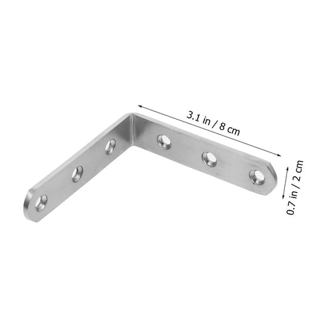Stainless Steel L Shaped Corner Bracket For Furniture Fixing With Screws, Heavy Duty 90 Degree Angle Plate Bracket, 3.1x0.7 inches