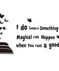 Reading Book Wall Decal Open Book With Butterflies And Inspiring Quote For Kids Study Room Bedroom Decor Black Vinyl Peel And Stick 60x28 Inches Perfect For Kids Room Nursery.