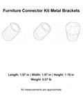 1.97 Inch Metal Furniture Connector Brackets For Modular Cube Storage Systems Black Polyester Coated, diagram view