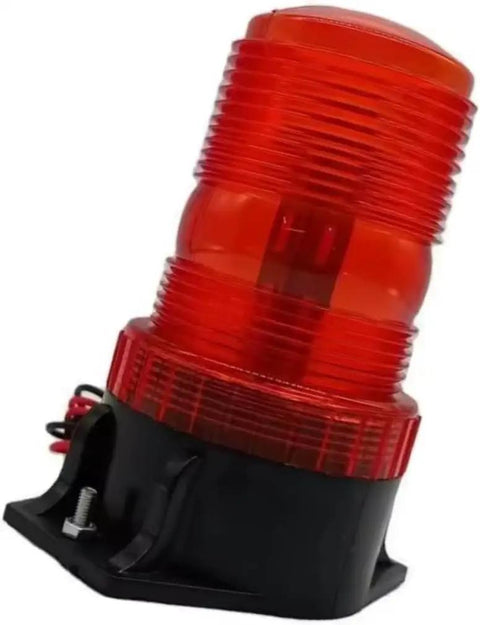 Top Shelf Amber Led Strobe Beacon Light Compatible With Genie Scissor And Vertical Mast Lifts Gr12 Gs1530 Gs2032 12 To 110 Volt Harness Straight Drop In Install angled view showing black base and strobe design.