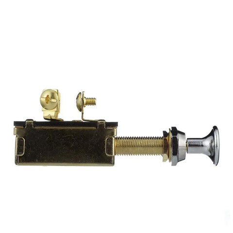 Heavy Duty Three-Position Push-Pull Switch For Dual Circuits With Chrome Knob And Stainless Steel Springs Fits Panels Up To 1 Inch