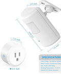 Plug In Wireless Motion Activated Light Controller With No Wiring, Adjustable Detection Range Up To 39 Feet, 120 Degree Field Of View, Always On Timer And Light Sensor, Motion Detector And Plug Set, 2 Pack showing dimensions and specifications.