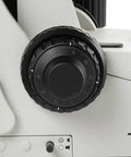 Trinocular Pathology Microscope With SWF 10X Eyepieces And Plan Achromat Objectives 4X 10X 20X S40X S100X Oil Immersion EIS 60mm Parfocal 190X152mm Stage 78X32mm Mechanical Stand Perfect For Lab Work And Teaching, close-up of focus knob