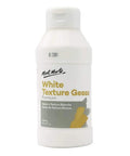 Premium White Texture Gesso 250ml bottle for artists, pro grade primer suitable for acrylics, oils, and mixed media projects.