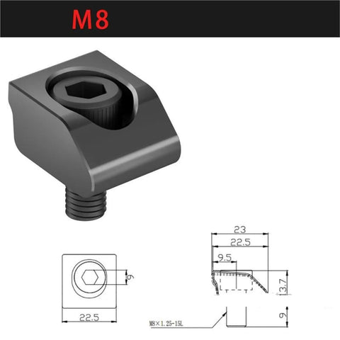 M8 heavy duty component for Heavy Duty Mini Tiger Pliers Seagull Clamp Fixture Set for CNC machining with detailed measurements.