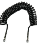 Heavy Duty 3 Meter PU Coiled Airbrush Hose With Secure One Inch Couplers For Car Detailing Spray Painting And Art Projects Featuring Kink Free Flexible Tube That Stays Tidy On The Job Site Every Time black coiled hose with metal couplers