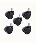 Five Pack Pro Grade Furniture Casters For Chairs And Desks, 360 Degree Swivel Wheel With Damping, Universal Stem Fit