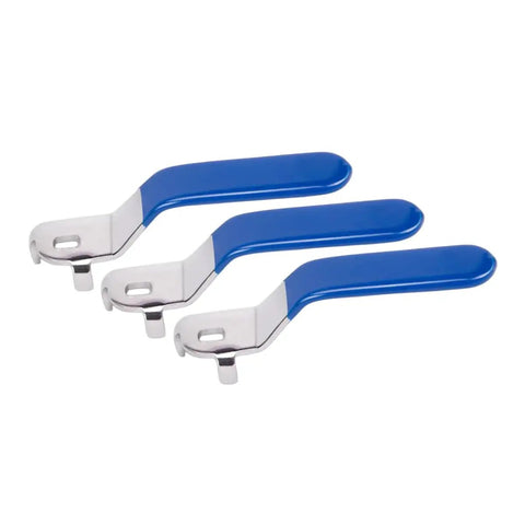 Ball Valve Handle Lever Replacement Switch 5 By 8 Millimeter Mounting, Heavy Duty Metal Three Pack Blue levers with vinyl grip