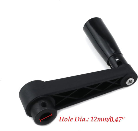 5 Inch Nylon Crank Handle Foldable Swivel Rocker For Industrial Machinery Tools And Equipment With 12mm Hole Diameter black handle