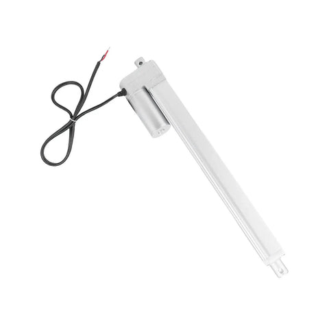 High Performance 12 Volt Linear Actuator With Heavy Duty 300mm Stroke And 330 Lb Load Capacity Featuring Waterproof I-P54 Build Plus Limit Switch For Electric Beds Sofas And Camera Stands, showing silver actuator with attached wiring.