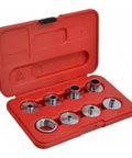 Professional Grade 9 Piece Router Template Guide Kit With Heavy Duty Carry Case Fits Milwaukee Power Tools, includes steel templates.
