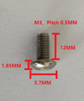 Rock Solid Gr1 Titanium M3 Socket Head Cap Screw Assortment, 12MM length, M3 pitch, used for machine parts and fixtures.