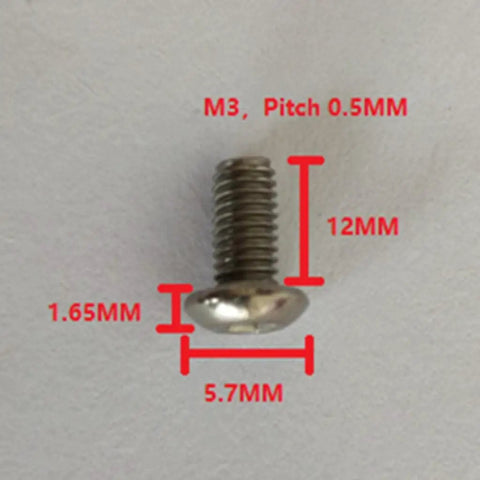 Rock Solid Gr1 Titanium M3 Socket Head Cap Screw Assortment, 12MM length, M3 pitch, used for machine parts and fixtures.