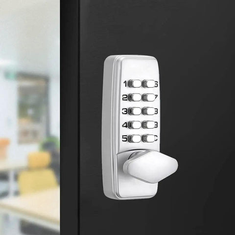 Keyless Digital Door Lock Set With Push Button Code Entry For Home And Business, No Key Hassle With Rugged Aluminum Body and Steel Internals, Password Keypad Lock for Doors, Gates, Fences, Windows, and Hotels, Easy Install and High Security.
