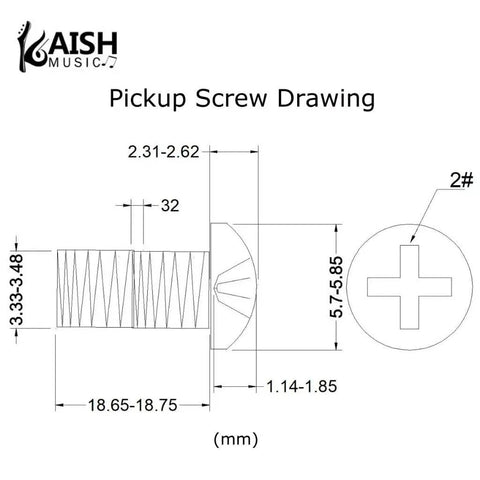 Top Shelf 20 Pack Stainless Steel Phillips Head Pickup Screws With Springs For Strat Tele Models Nickel specifications drawing