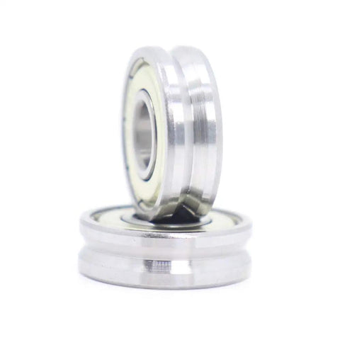 Precision V Groove Sealed Ball Bearing 8X22X7MM Pulley Wheel Roller For Guide Track Equipment showing two close-up rollers.