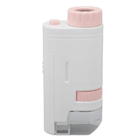 Hands On Portable Microscope With High Power Lens for Checking Out Fine Structures and Cells, compact white and pink design