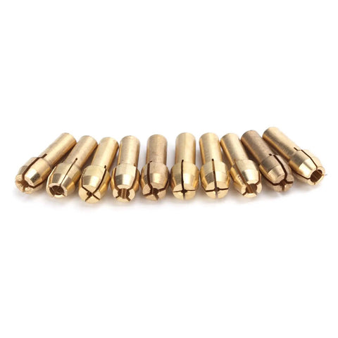 Set Of 10 Dope Mini Brass Collets For Rotary Tools 0.5-3.2mm Chuck Size Fits Electric Grinders and Mini Drills precision drilling accessories