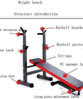 Diagram of All In One Sit Up Bench For Home Gym Weightlifting Bench With Foldable Frame And Non Slip Base showing its features.