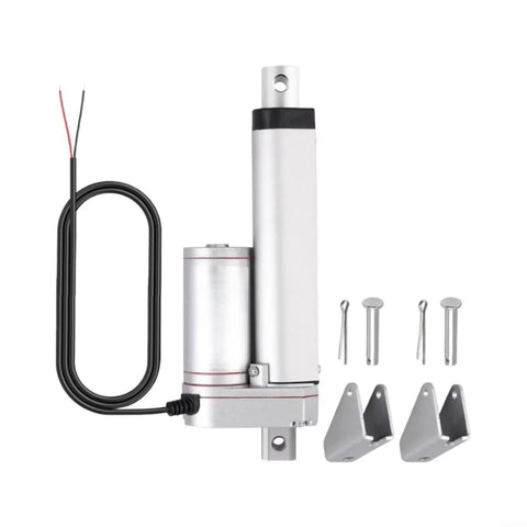 Built Like A Tank 12V Linear Actuator With Self Locking Motor And Mounting Bracket includes actuator, wiring, and brackets.
