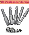 Magnetic Pentagon Head Screwdriver Bits Set Delivering A Heavy Duty Grip 10 Piece Security Drill Bits Quarter Inch Hex Shank Tamper Proof Driver Tool, S2 steel bits for pentagonal screws.