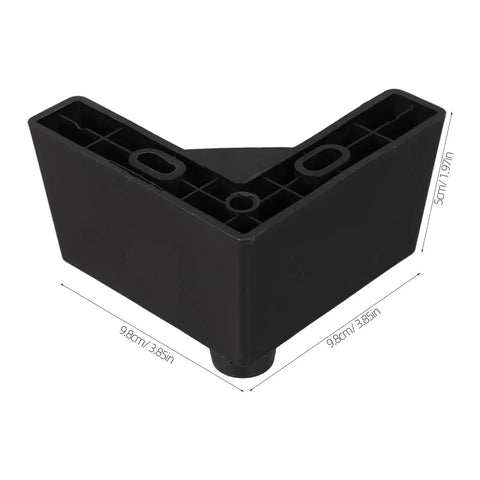 L Shaped Plastic Furniture Legs Set Four Pieces With M5 Screws For Easy Install, black plastic leg with dimensions shown
