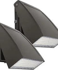 Two Pack 100W LED Wall Pack With Dusk To Dawn Photocell Adjustable Head Full Cut Off Security Light 5000K 12000 Lumens