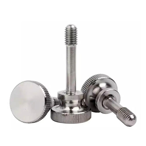Stainless Steel M3 X 12 MM Knurled Thumb Head Captive Panel Screws Featuring Hella Solid Grip, showing three screw angles.