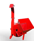 PTO Wood Chipper 3 Point Shredder Mulcher Tractor Attachment with red body, reversible hardened tool steel blades, and air vents.