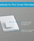 Smart Lighting Pedestal for Pico Remote With Weighted Non Slip Base, Angled Tabletop Stand in White on grey surface