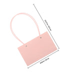 Pink Flower Bouquet Bags With Handle 10 Pack Pro Grade Kraft Paper Floral Packaging Bags showing dimensions, large capacity, and pink color.