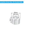 Image of a silver aluminum spacer with dimensions 3.1mm ID x 5mm OD x 4mm L, compatible with M3 screws, for RC and electronics use.
