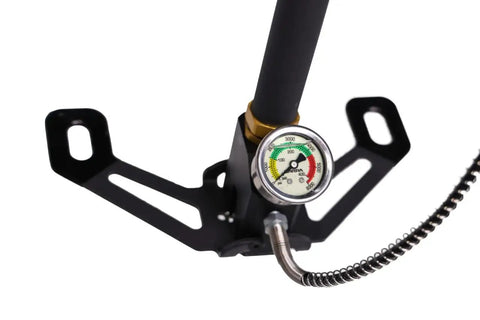 PCP Air Pump 3-Stage High Pressure Hand Pump For Airguns Up To 3600 PSI gauge and base detail