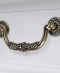 Set Of 6 Antique Bronze Drop Bail Cabinet Pulls With Carved Texture For Drawer Dresser And Closet Furniture, 5 Inch Hole Centers