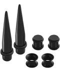 All In One Ear Stretching Kit 14G To 00G With 50 Pieces Acrylic Tapers Silicone Tunnels Plugs Gauges Expander Set For Piercing Jewelry For Men And Women Starter Pack, black acrylic tapers and plugs