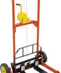 Heavy Duty Hydraulic Material Lift Stacker With 330 Lb Capacity And 40 Inch Raise, adjustable fork dolly with steel frame and wheels.