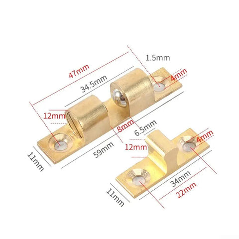 Adjustable Solid Brass Door Catch With Double Ball Tension Roller Latch For Cabinets Cupboards And Furniture 60mm with measurements