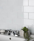 72-Piece Peel And Stick Glass Tile Set For Kitchen And Bathroom Backsplash 3X6 Subway Style Self Adhesive White Gloss Finish