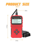 Universal OBD2 Code Reader And Diagnostic Tool With Crisp Lcd Screen, 3.0in width, 3.76in height, sturdy red grip.